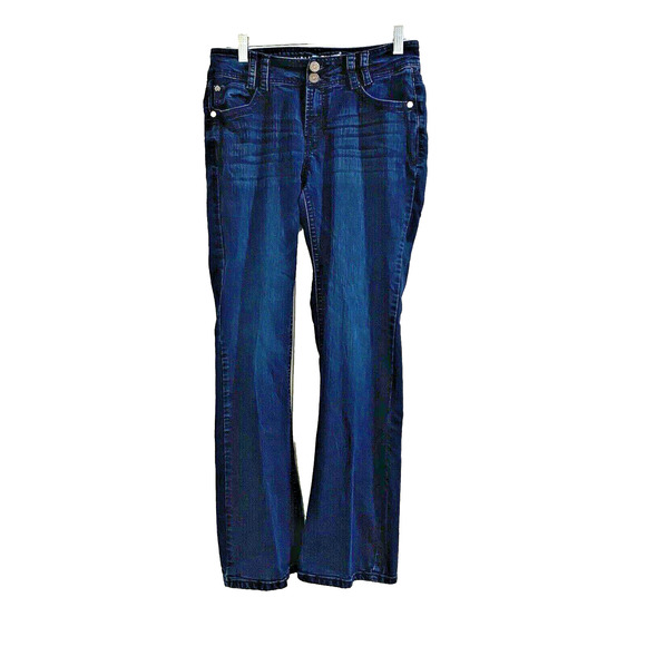 WallFlower Luscious Curvy Fit Jeans Flare Denim Sz 9 Cotton Stretch Back Flaps - Picture 1 of 13